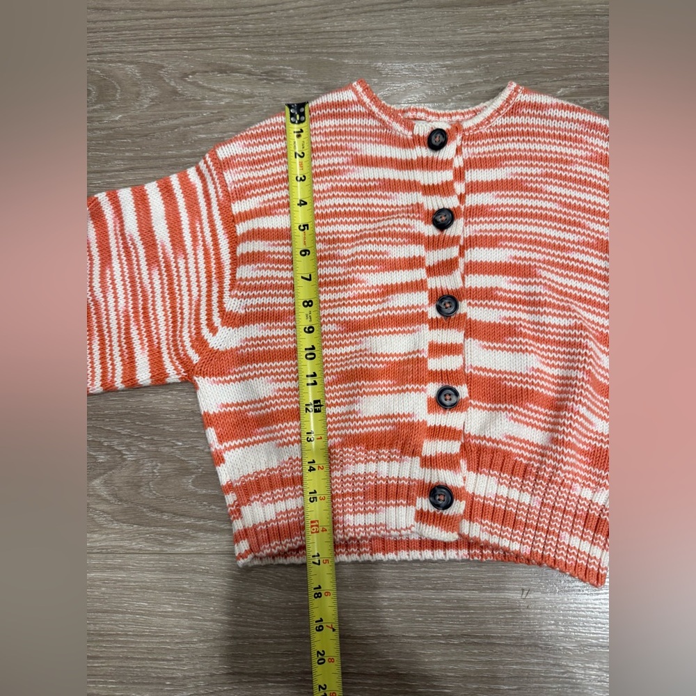 Ciao Lucia Coral and White Striped Cropped Cardigan - Picture 11 of 12